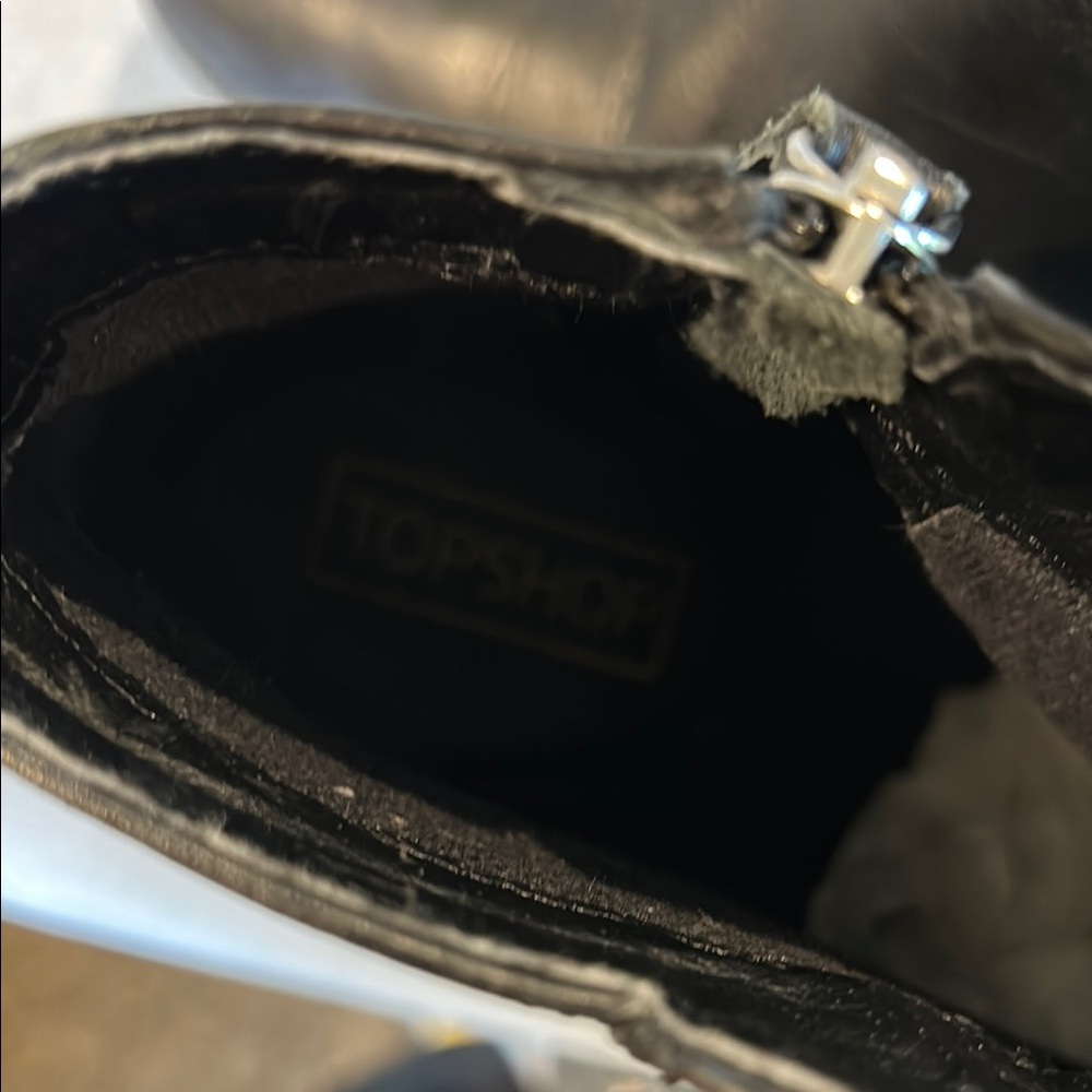 Top shop Black Leather Ankle Boots 8 - Picture 4 of 5